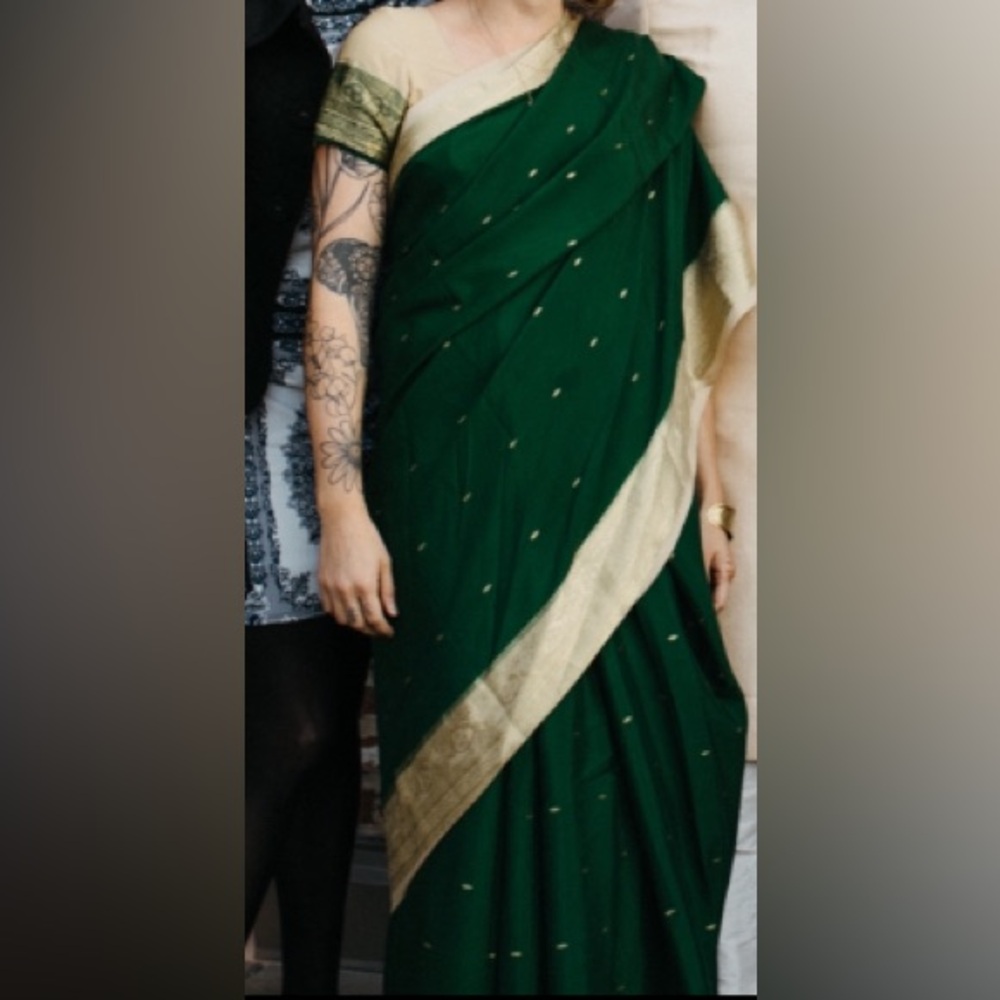 Emerald Green & Gold Sari